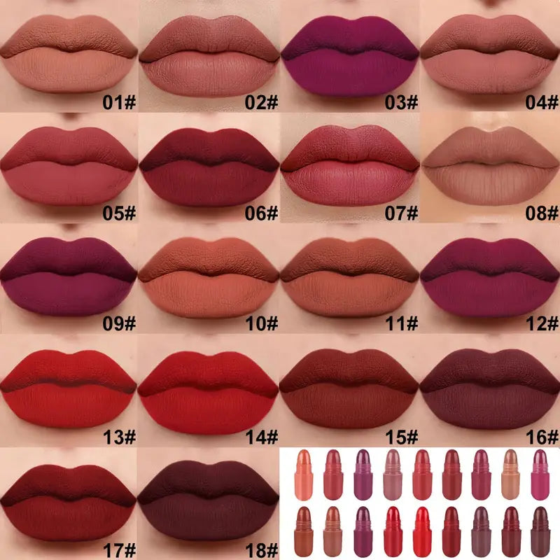 18 Stk./Set langanhaltendes Samt-Matt-Kapsel-Lippenstift-Set