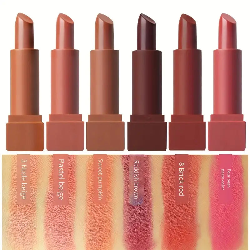 6-teiliges mattes Misty-Lippenstift-Se