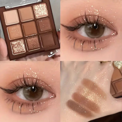 9-Farben-Lidschattenpalette in Erdtönen, leichtes Make-up