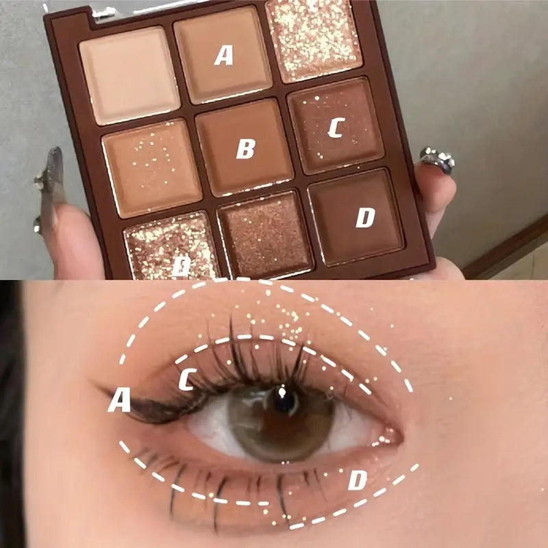 9-Farben-Lidschattenpalette in Erdtönen, leichtes Make-up